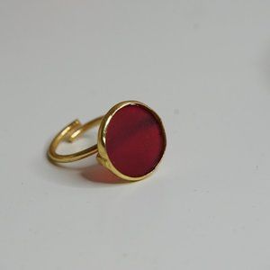 Zara Gold Ring with Deep Red Round Accent